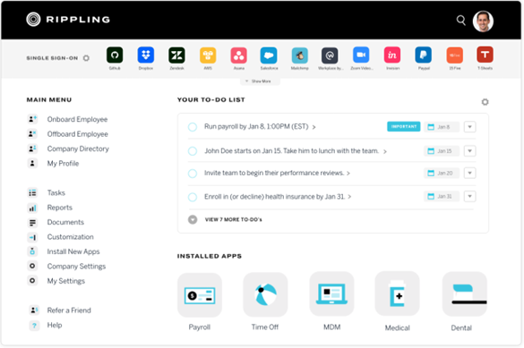 محیط نرم افزار منابع انسانی Rippling 